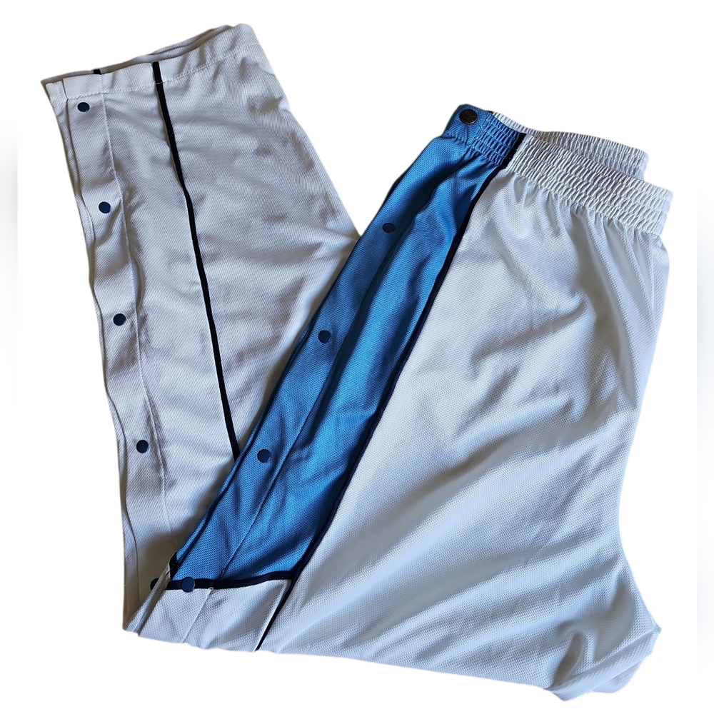 Basketball Warmup Vintage Tear-Away Snap Button Blue White Pants Men Size L